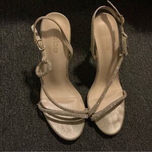 Bebe Sparkling Gold Strappy Heels
